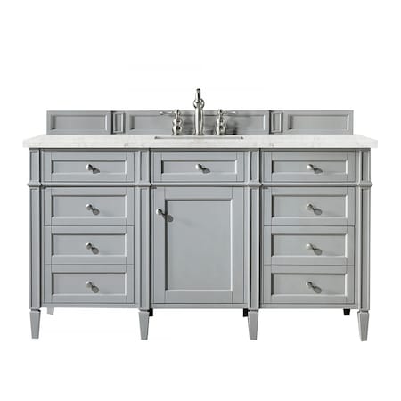 James Martin Vanities Brittany 60in Single Vanity, Urban Gray w/ 3 CM Eternal Jasmine Pearl Quartz Top 650-V60S-UGR-3EJP